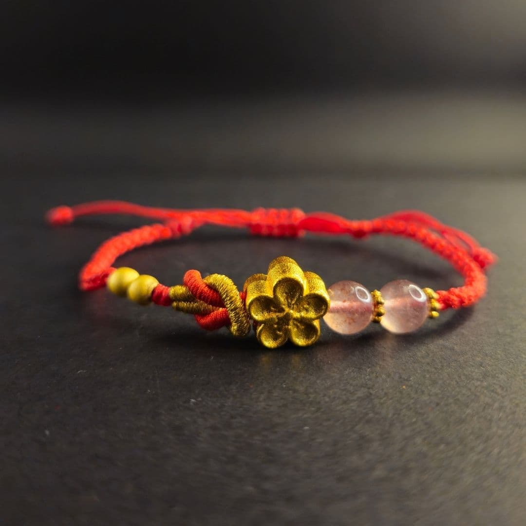 Hilo Rojo de Ciruelo y Cuarzo